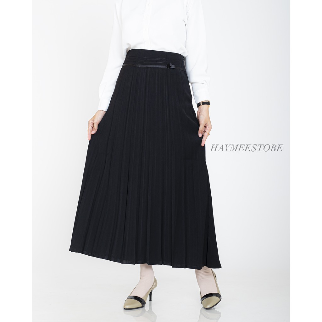 Rok Rempel Plisket Wanita Bahan Premium Span Korean Style Ukuran Jumbo S - 5L