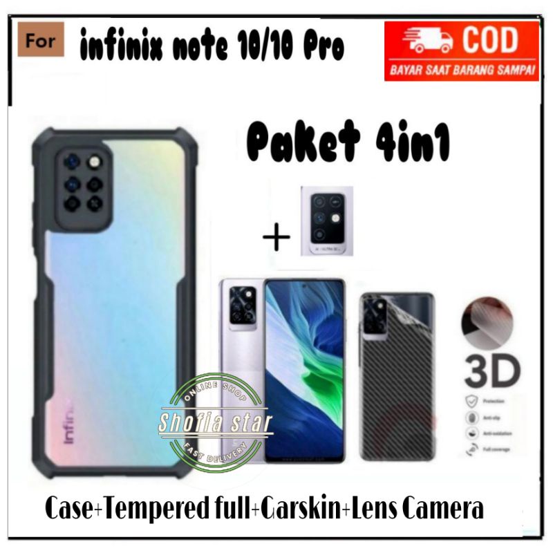 PROMO 4IN1 Case INFINIX NOTE 10 10 PRO 8 HOT 10 10S  11 PLAY 10 PLAY  HardCase Protect Kamera Bonus Anti Gores Layar Dan Garskin Lens Camera