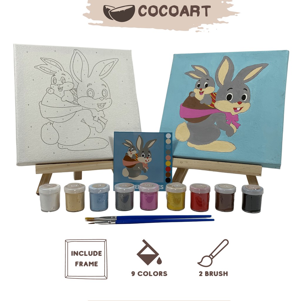 

Paint By Number Kit [ Easter Bunnies ] - Cocoart.id I Kanvas 20 x 20 cm