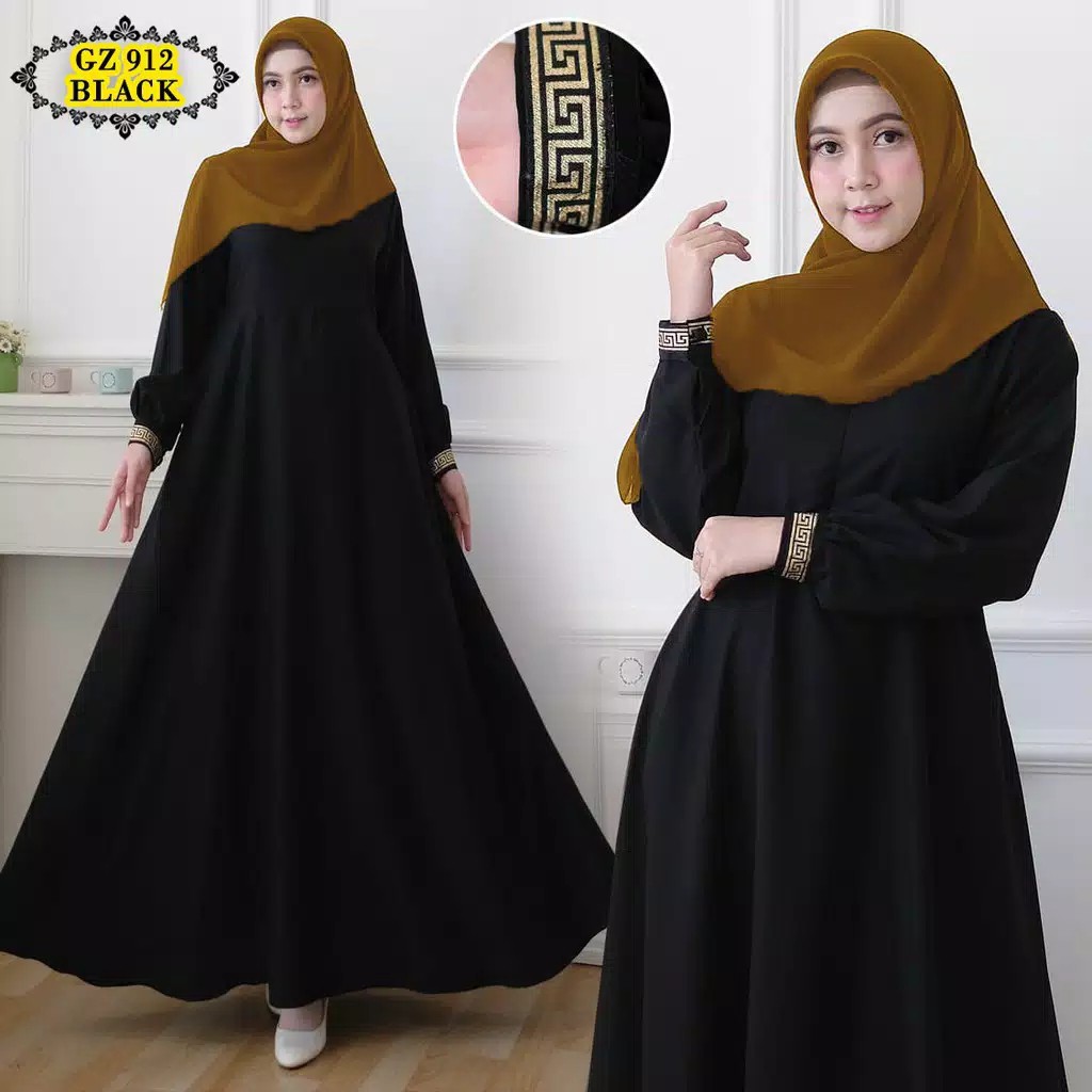 Gamis Hitam Rayana Dress Gamis Modern Abaya Hitam Remaja Terbaru 2023 Turkey Gamis Hitam Bahan Crinkle Airflow Gamis Putih Hitam Maroon Denim Mix Renda Terbaru
