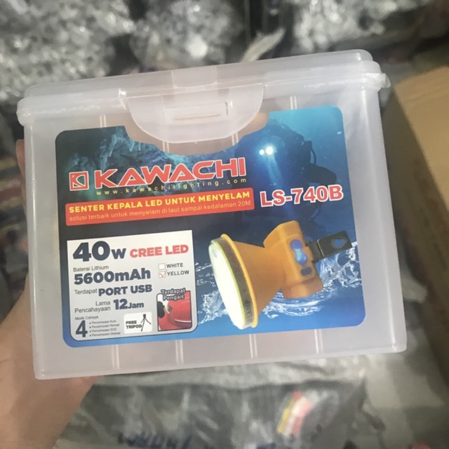 Senter kepala selam 40watt charge Kawachi