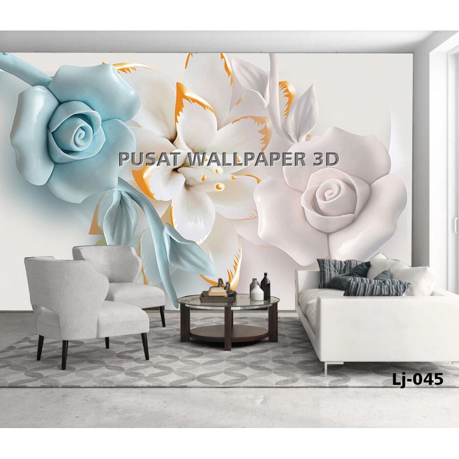 Cetak Wallpaper Custom Dinding Motif bunga 3d Aesthetic Terbaru, Buat Wallpaper Dinding Ruang Tamu M