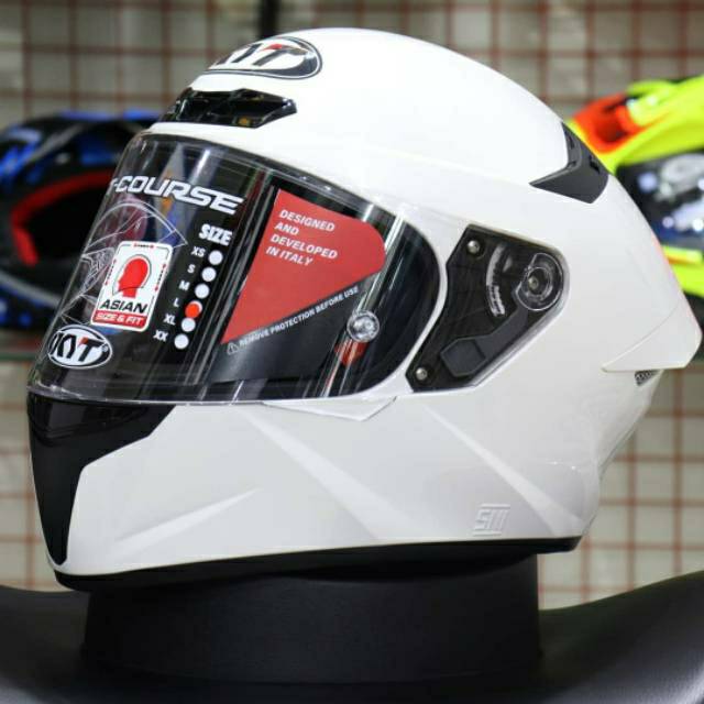 HELM KYT TT COURSE PLAIN WHITE ORIGINAL HELM TOURING HELM DRAG BALAP KYT TT COURSE WHITE ORI MURAH