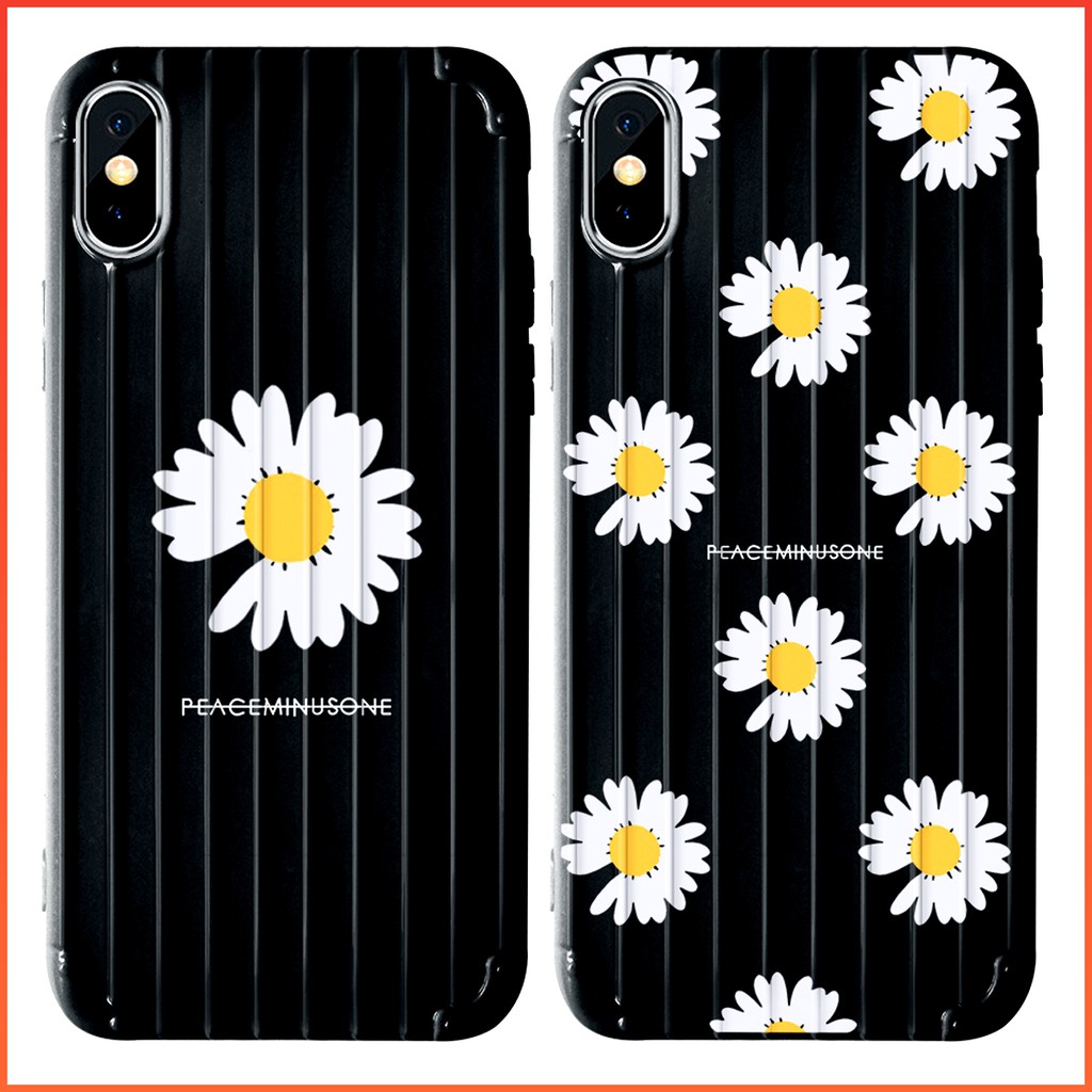 iPhone Black Daisy PEACEMINUSONE Flower Pattern Soft Case Casing for Apple iPhone X 6 6s 7 8 11