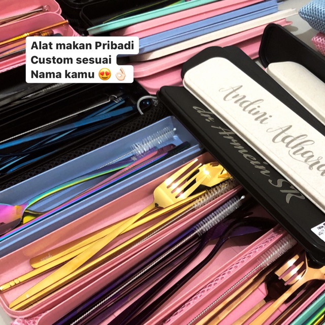 Alat Makan Steril 7 in 1 Pesanan Customer Custom Sendok Grafir Nama Sendok Garpu Pribadi SOOMi Style