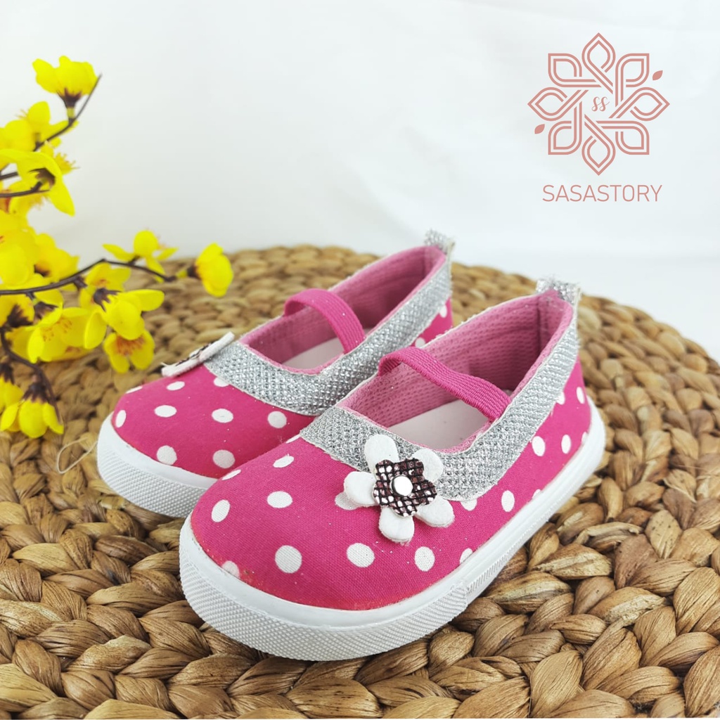 Sasastory Sepatu Anak Slip On Sepatu Anak Perempuan 1 2 3 Tahun Sepatu Polkadot Anak Sepatu Pesta Anak Perempuan Sepatu Karet Anak Sepatu Slip On Anak Cewek FA17