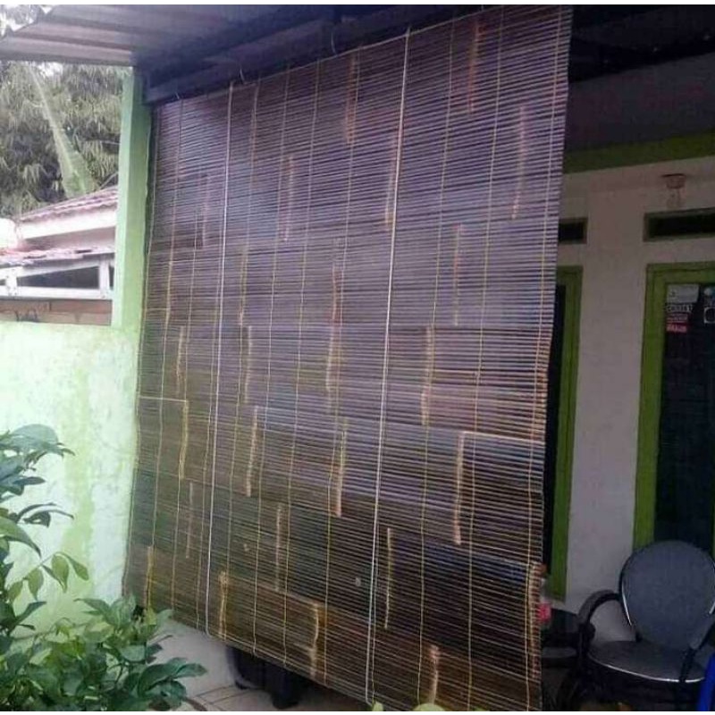 Tirai bambu outdoor krey sawit