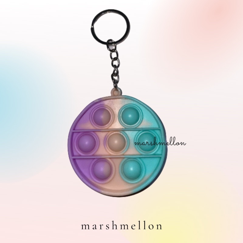 Gantungan Kunci Pop It & Gelang Pop It Pastel Rainbow | Pop It Gurita | Princess Key Chain (Snow White Cinderella Aurora Belle) | Pop It Warna Lilac Pink Tosca Fidget Key Chain Macaron-Round