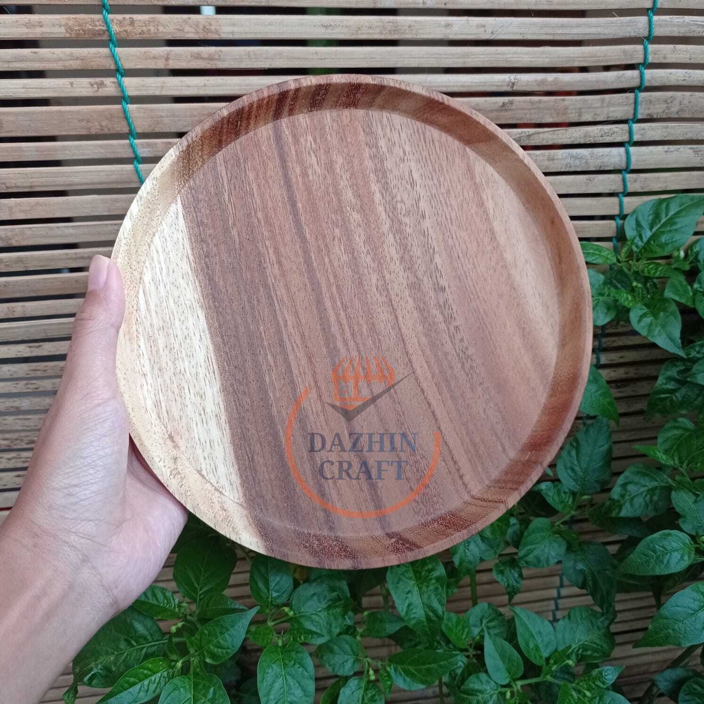 Nampan Kayu Suwar Kecil Diameter 20cm, Baki Kayu, Tanpa Finishing, Aman Untuk Makanan