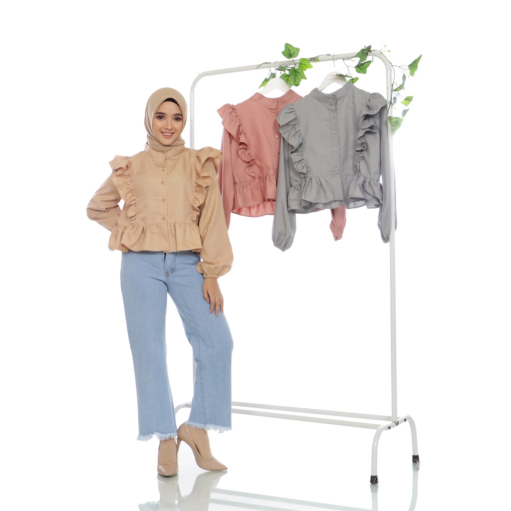 Croptee Ruffle Varisha - Atasan Crop Wanita Bahan Katun Ima