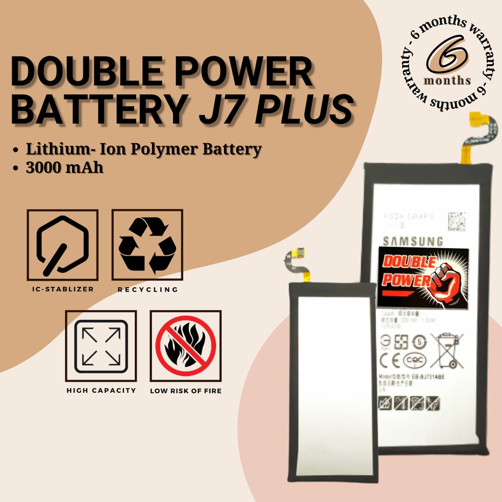 BATERAI SAMSUNG J7 PLUS J731 C710 BATTERY DOUBLE POWER 3000mAh