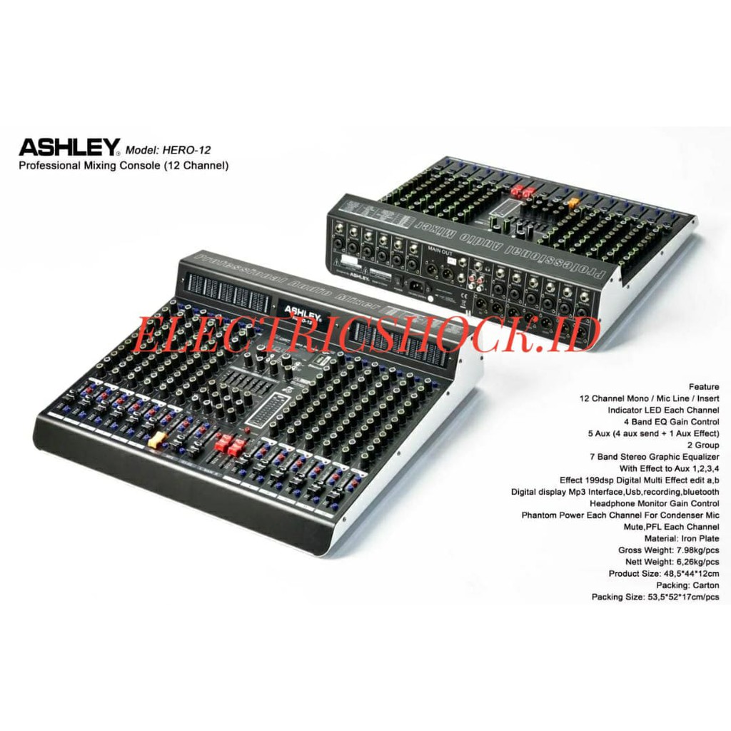 MIXER AUDIO ASHLEY HERO 12 / ASHLEY HERO12 ORIGINAL 12 CHANNEL