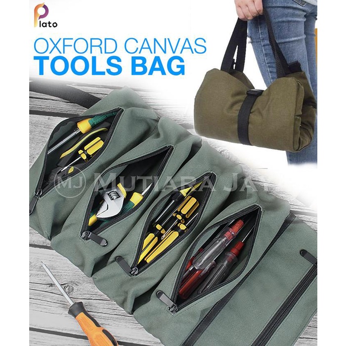 Tool Kit | Plato Tool Bag Tas Perkakas Canvas Roll Multifungsi Tempat Tools