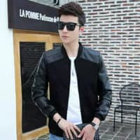 jaket kulit pria,jaket kulit sintetis pria,jaket kulit semi kulit, JAKET KOMBINASI FLECEE