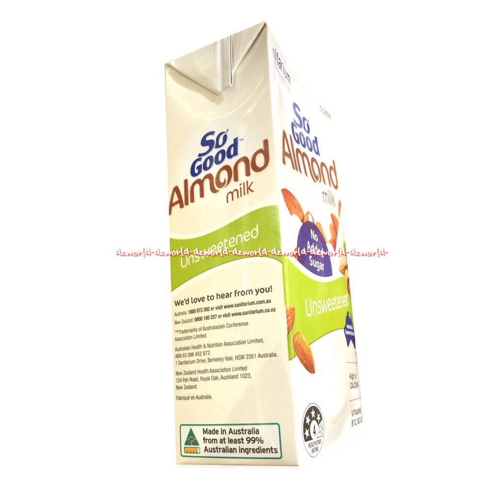 So Good Almond Milk Unsweetened 1L Sanitarium Susu Rasa Tawar Susu UHT Cair Siap Minum Sogood Almond original