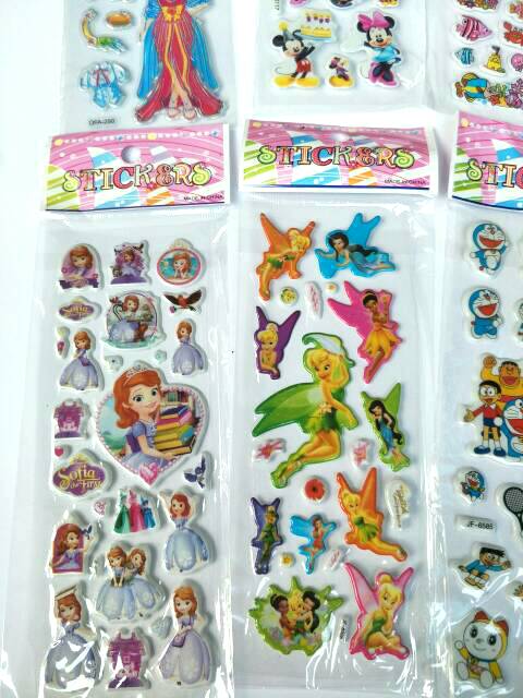 Stiker Timbul Lucu 16x6 cm Karakter Anak Cowo Cewe Unisex Sticker Laser Mainan Tempel Tempel Anak Murah Banget