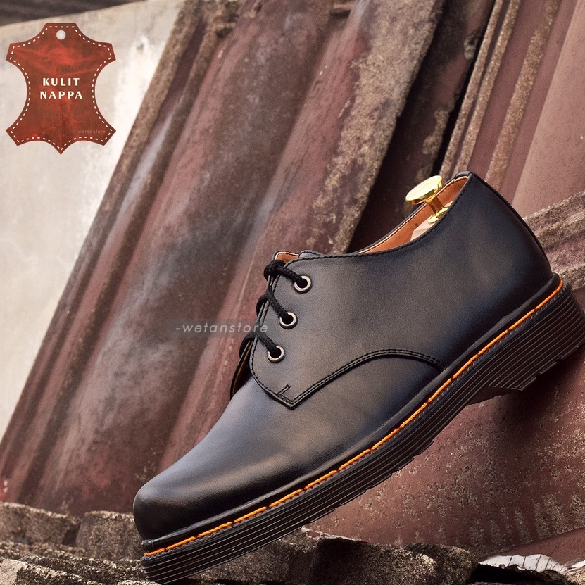 Sepatu Low Boots Pria Kulit Asli 3 Holes Boots Klasik Pendek Kerja Casual - Eiqual Chester Low