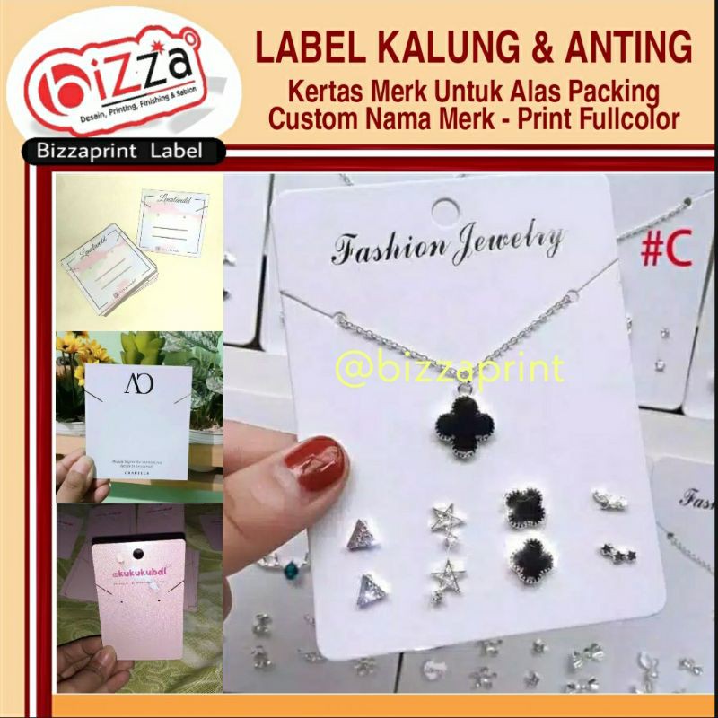 

LABEL KALUNG & ANTING, KERTAS MERK ALAS PACKING/PENJEPIT CUSTOM NAMA