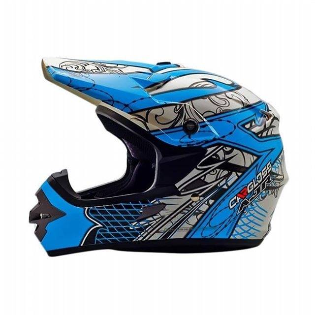Helm Full Face Cargloss Mx Cross Original AJR Blue White