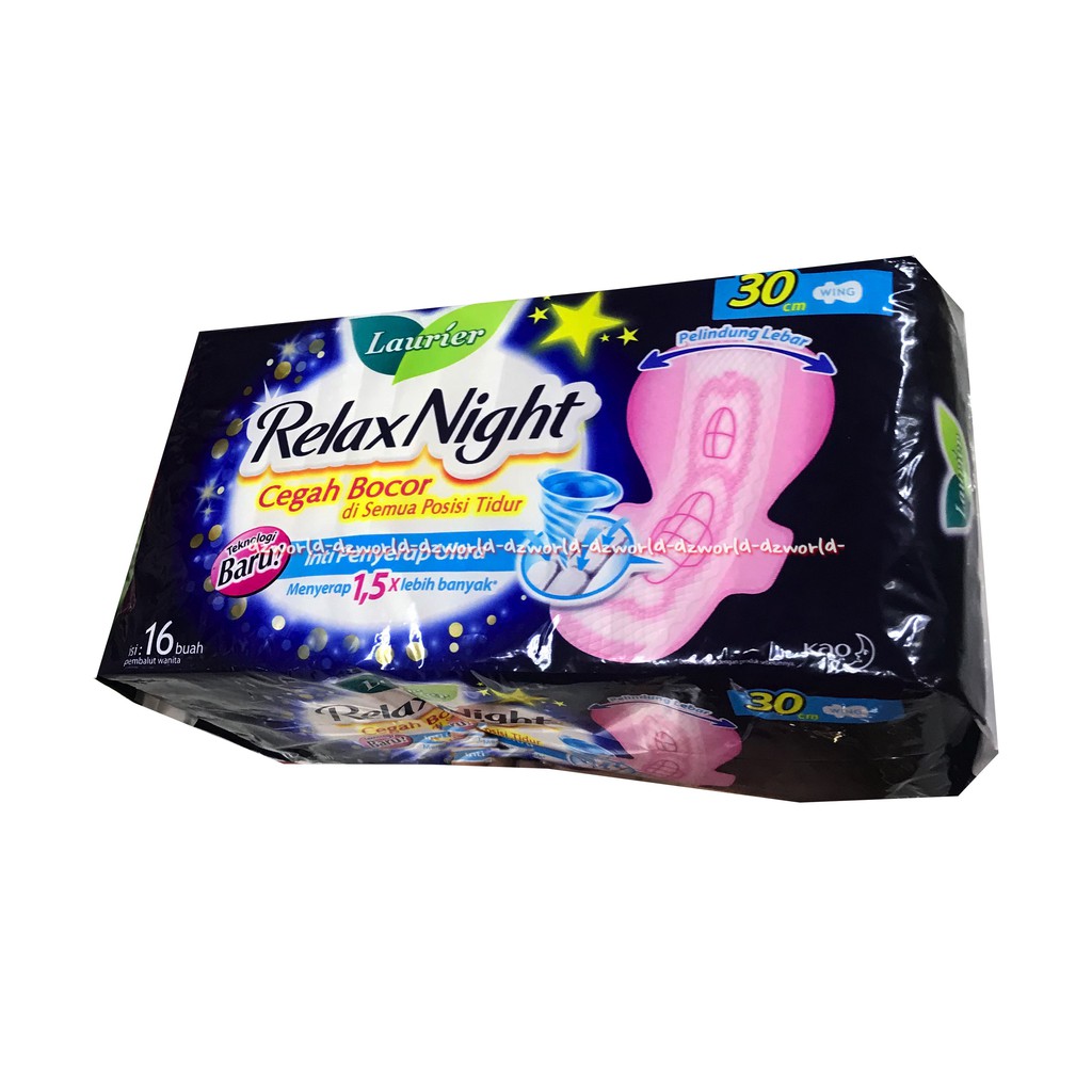 Laurier Relax Night Wing 16pcs Pembalut Wanita Panjang Untuk Malam Hari 30cm Wings