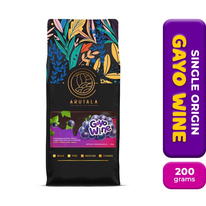 

DISKON - (BISA COD) ARUTALA Kopi Arabika Gayo Wine 200 gram - Giling Halus