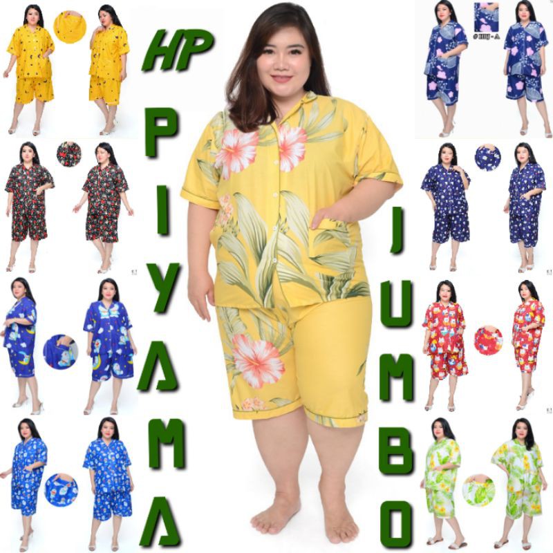 Piyama Baju Tidur Celana Pendek Lengan Pendek Ukuran Jumbo LD 120 Motif Karakter Bahan Katun Adem