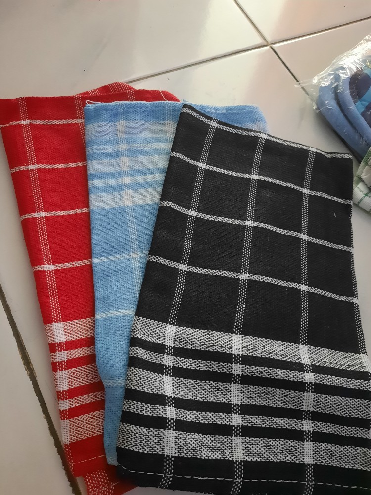 Murah 3pc Lap Piring Kotak / Serbet / Lap Piring Warna Terang