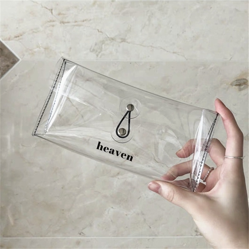 Tempat Pensil Transparan Bahan Pvc Model Simpel / Korea Untuk Pelajar