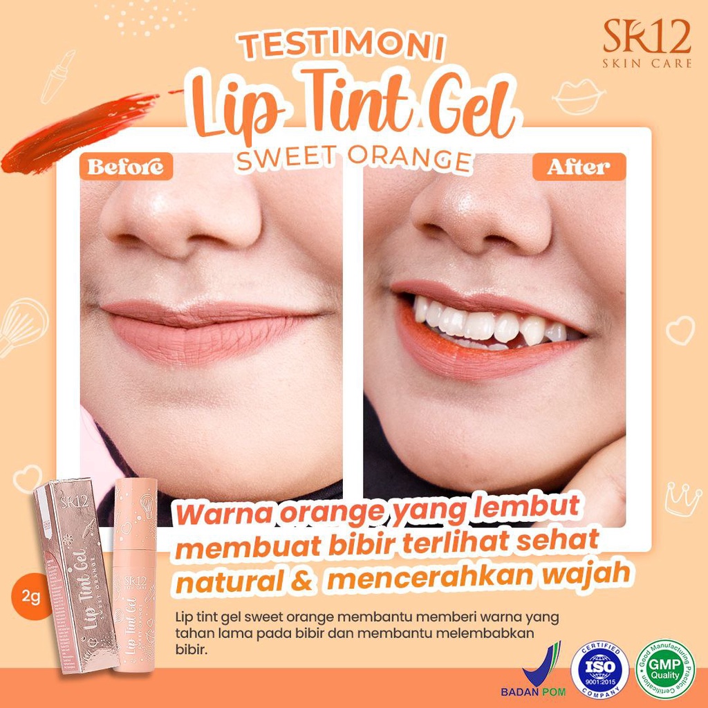 LIP TINT GEL SWEET ORANGE SR12 | CHEEK &amp; LIPS | BPOM 100% ORI | LIP TINT AWET TAHAN LAMA