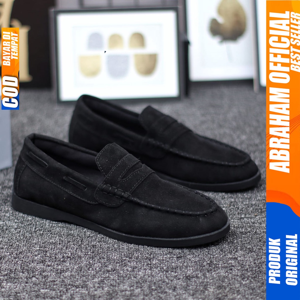 Sepatu Formal Kerja Casual Pantofel Hitam Pria Abraham Domin