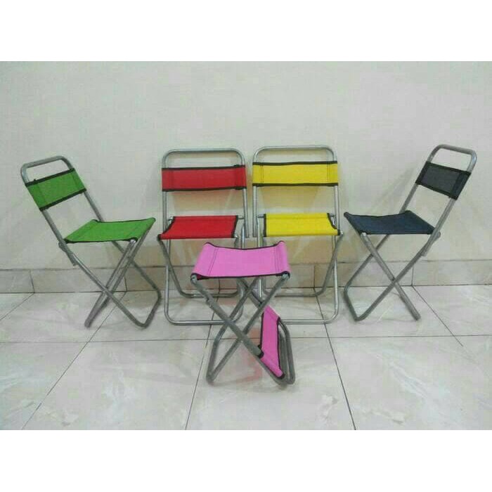 Kursi lipat mini kokoh & kuat kerangka besi - Bangku outdoor portable