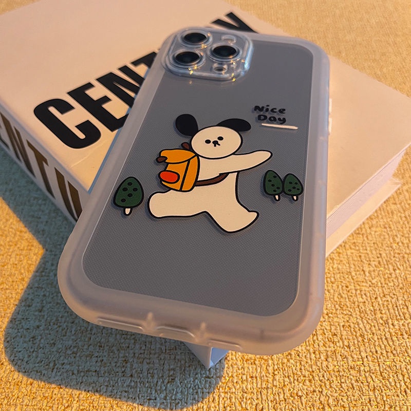 Case Transparan Desain Happy Dog Untuk IPhone 12 13 11 Pro Max X Xs Max Xr