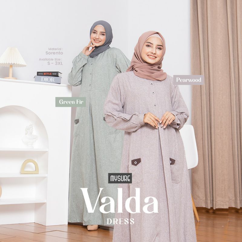 VALDA DRESS BY MYSURE CANTIK KEKINIAN BERKUALITAS BAJU GAMIS WANITA SERGAM KERJA KANTOR CASUAL FORMA