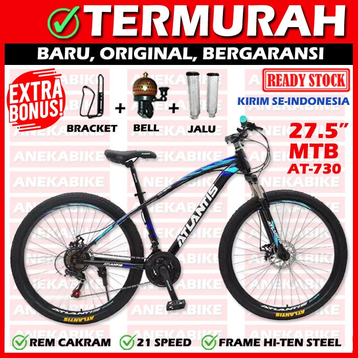 SEPEDA GUNUNG 27.5 inch ATLANTIS AT-730 AT-69 MTB SEPEDA GUNUNG MURAH PROMO-730 BLACK BLUE