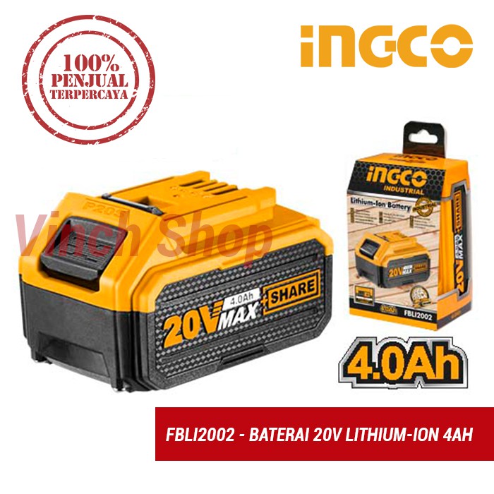 BATERAI BOR SPRAY GUN GERGAJI CHAIN SAW JIGSAW GERINDA POLES POLISHER CORDLESS 4AH INGCO