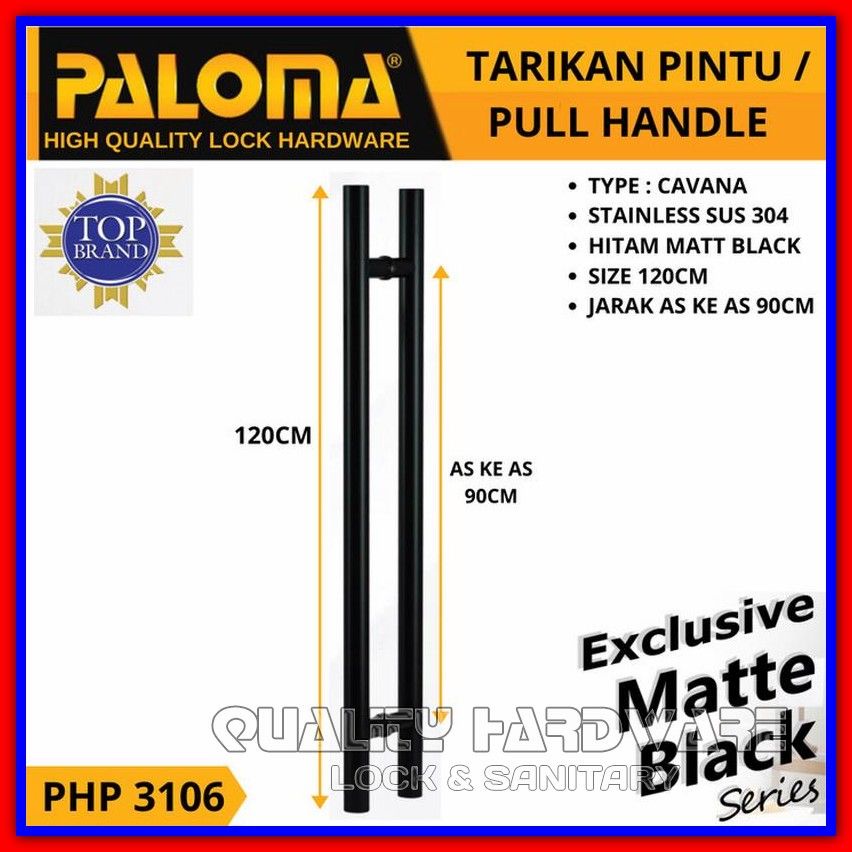 Handle Pintu / Gagang Pintu Minimalis Paloma QHPHP 3106 - 120 cm Hitam Handel Pintu Berkualitas