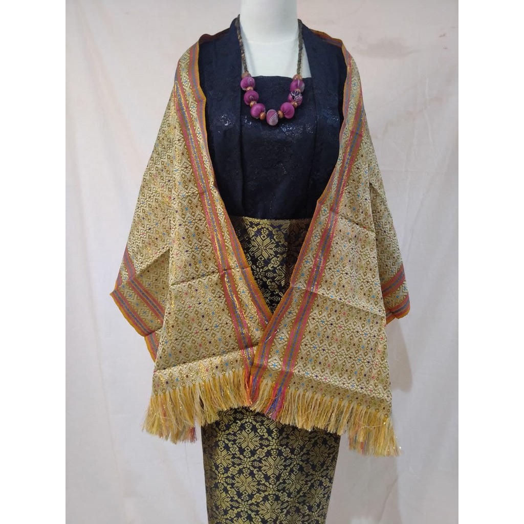 Selendang Songket Mesin Palembang Warna Gold-2