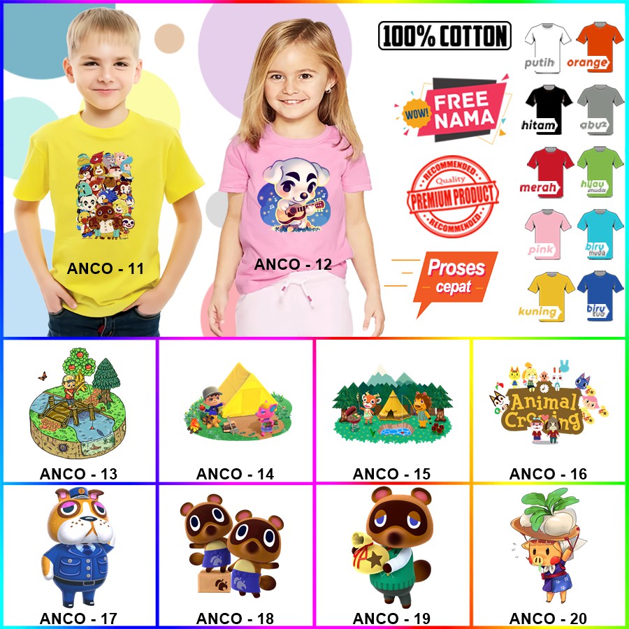 Baju Kaos ANAK DAN DEWASA ANIMAL CROSSING COUPLE (FREE NAMA)