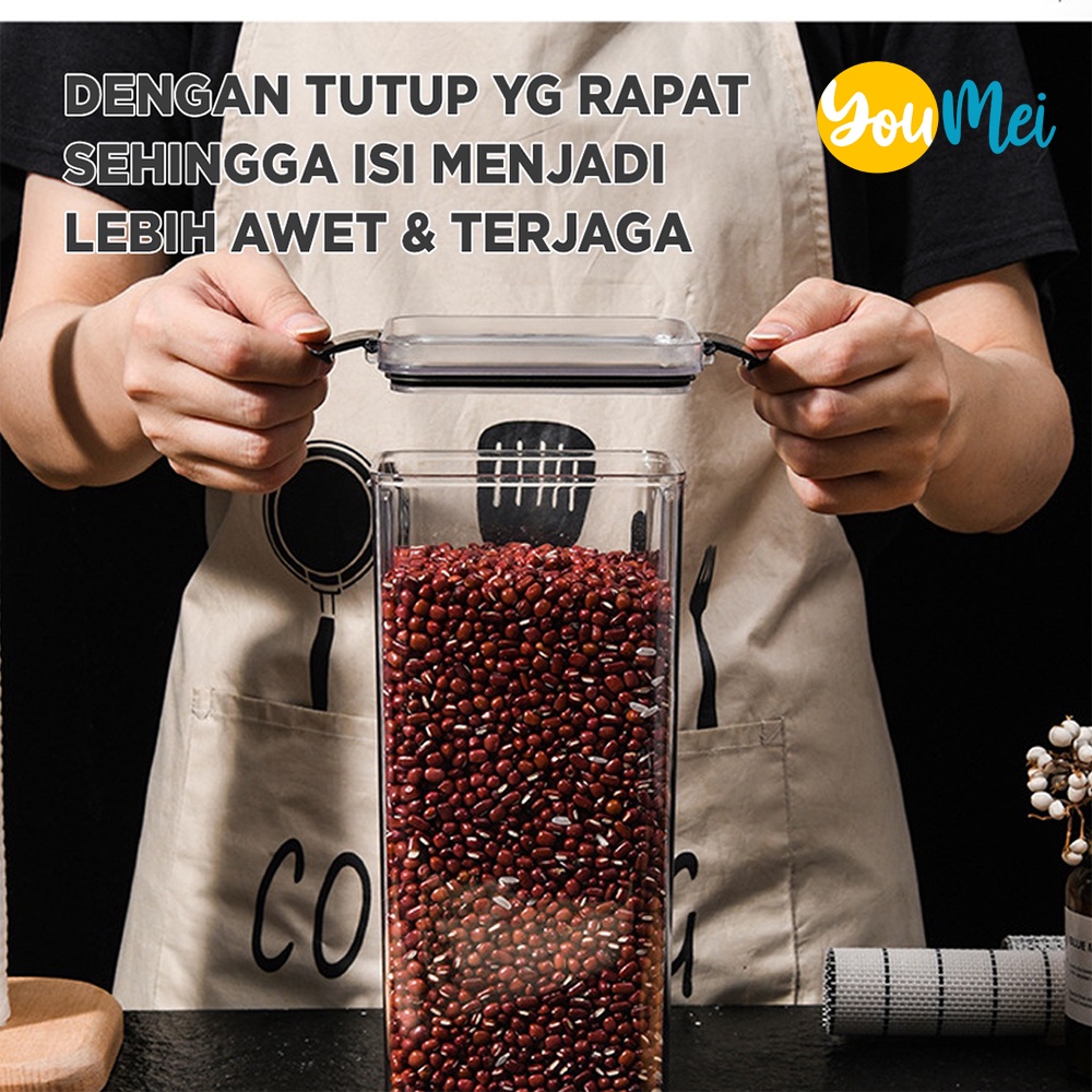 Kotak toples Penyimpanan Makanan Sebaguna Kedap Udara Tempat Penyimpanan Cereal / Bumbu / Snack Toples Kotak Bening Kontainer Kulkas Lemari Dapur Makanan Food Storage Box-1076