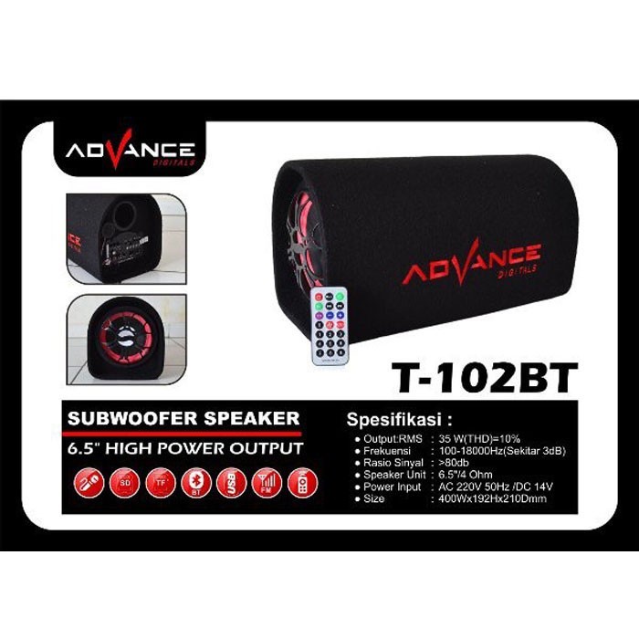 COD SPEAKER BLUETOOTH SUBWOOFER ADVANCE T-102BT SUPER BASS//SPEAKER AKTIF ADVANCE 6'5 INCH T-102BT X-BASS//SPEAKER SALON AKTIF X-BASS