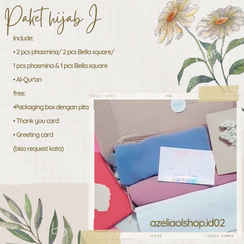 

HAMPERS HIJAB PHASMINA & BELLA SQUARE / HAMPERS HIJAB WANITA / HAMPERS ULANG TAHUN / GIFT BOX BIRTHDAY / HAMPERS WISUDA / HAMPERS MURAH