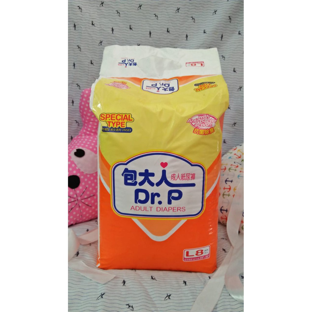 Dr'p Adult Diapers L8 ( Popok Dewasa ) SPECIAL TYPE - HTA SUSU / PAMPERS / DIAPERS