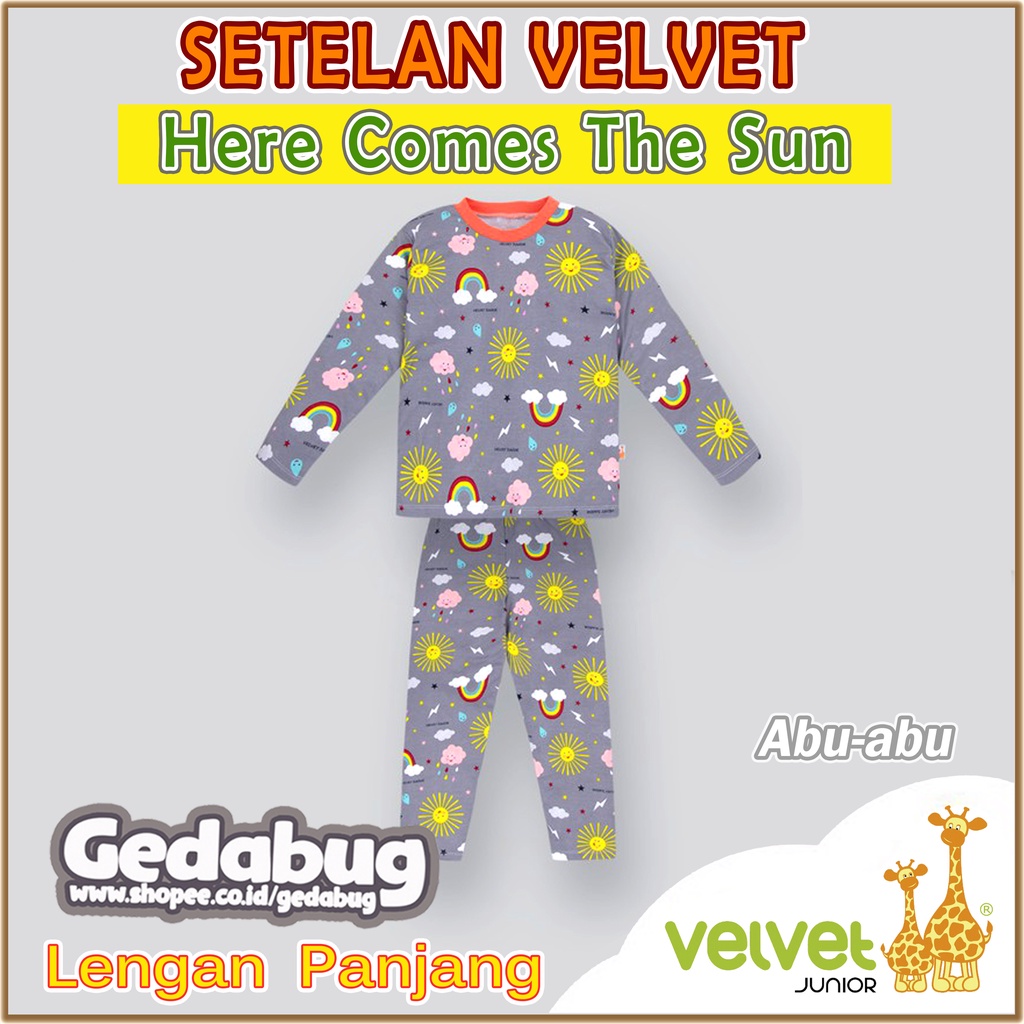 Setelan Piyama Anak Lengan Panjang | Velvet Junior Here Cuson The Sun | 100% Original