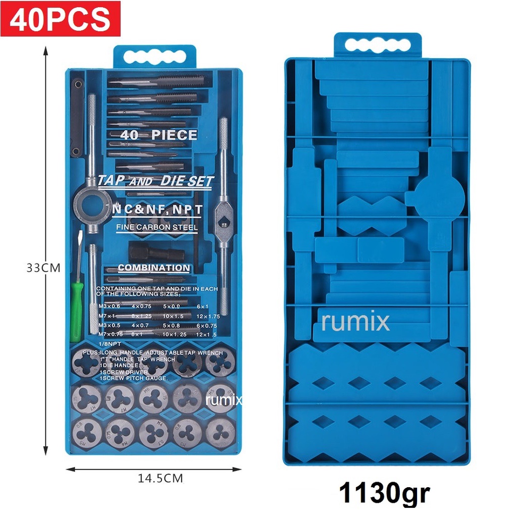 Tap Die Set 40pcs Alat Snai dan Tap Ulir Dart Mur Baut Alat Senai Metric