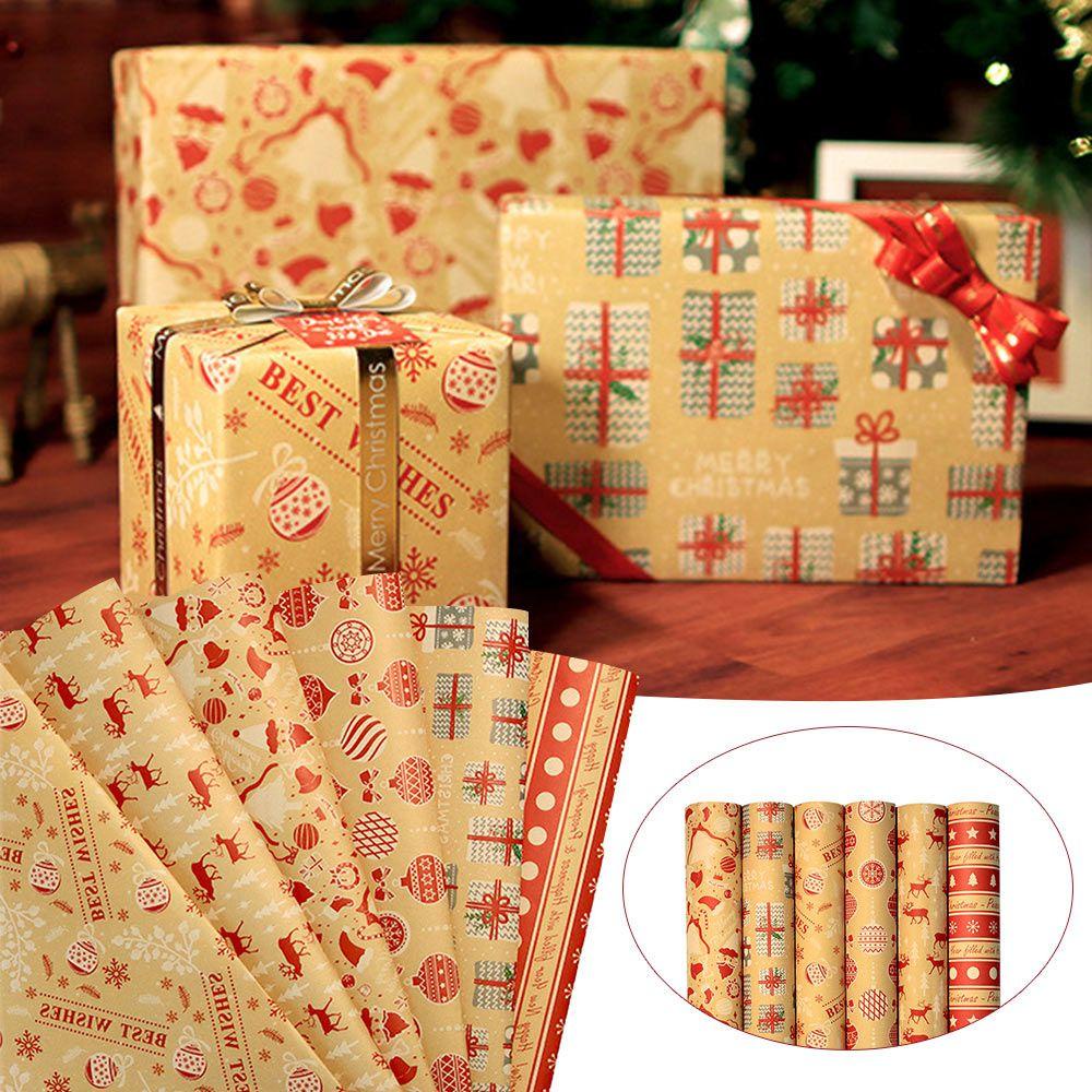 Solighter 70x50 cm Christmas Wrapping Paper Tahan Lama Salju Elk Dekorasi Pesta Merry Christmas Bungkus Kado