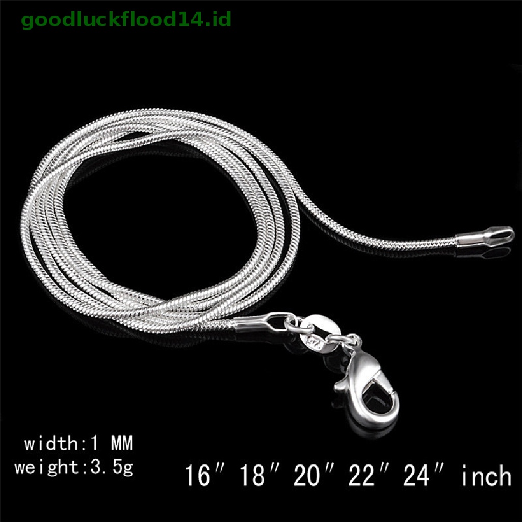 Kalung Rantai Ular 925 Sterling Silver Plated Ukuran 1mm 16 18 20 22 24 Inch