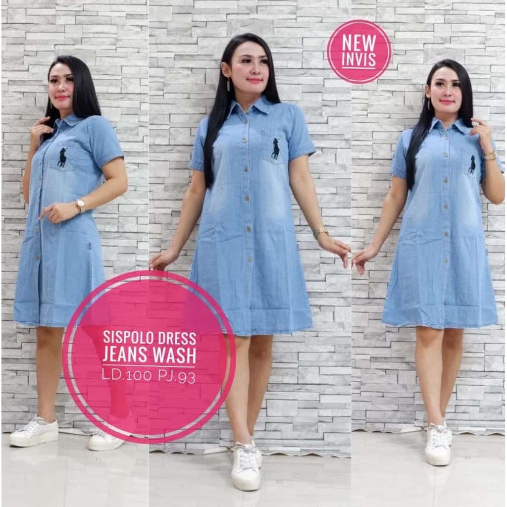 NEW!! SISPOLO DRESS DENGAN BORDIR ASLI MATT JEANS WASH