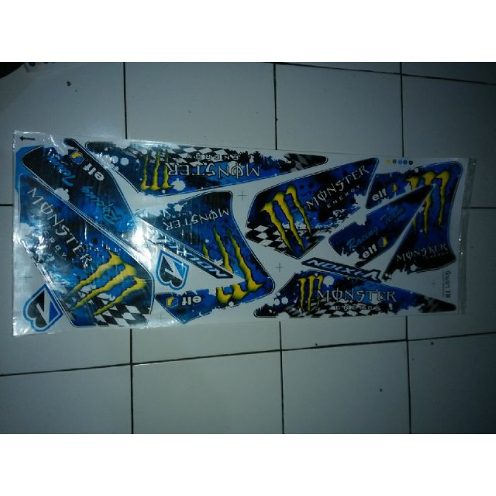Stiker striping variasi yamaha old vixion monster energy biru 2007-2012