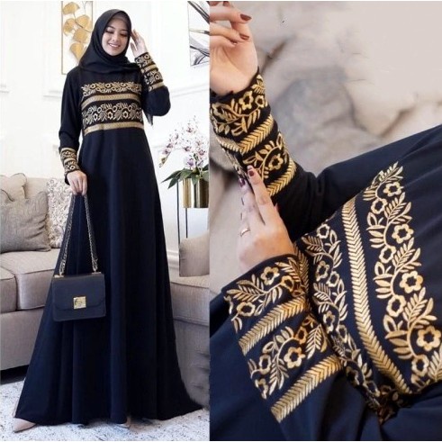 Anisa Abaya / Gamis Bordir Wanita / Gamis Abaya Muslimah / Baju Muslim / Size M-L-XL-XXL-3XL / Gamis