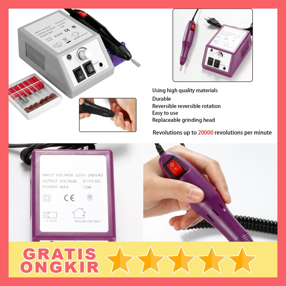 Faylisvow Alat Manicure Pedicure Kuku Electric Nail Drill Mill Cutter Machine 20000 RPM - MJ1446 - G
